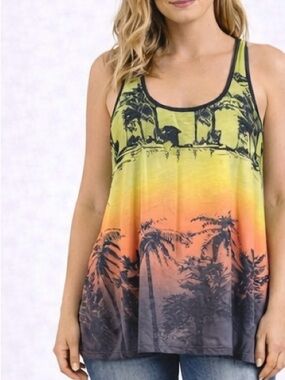 Women's Palm Tree Tank Top - Size Large
